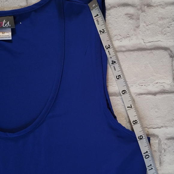 Dots Blue And Black Peplum top Sz M with drop waist sleeveless - Picture 7 of 9